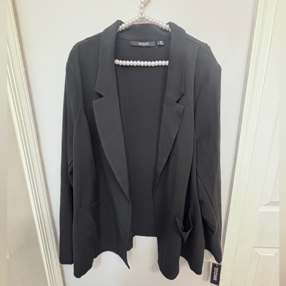 NWT Briggs Black Women's Blazer Plus Size with shoulder pads Size:3x